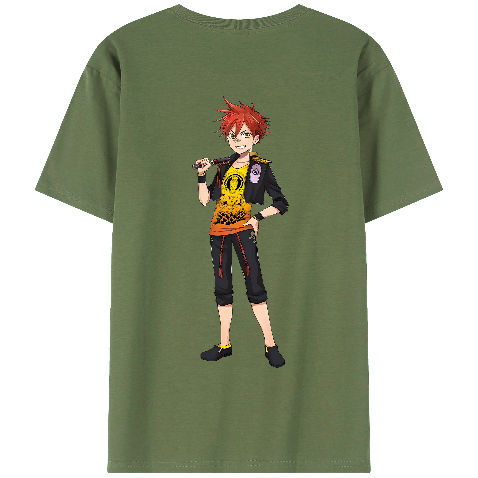 （画像用） 刀剣乱舞 Touken Ranbu 綿100％ メンズ半袖Tシャツ（バックプリント） 通気性